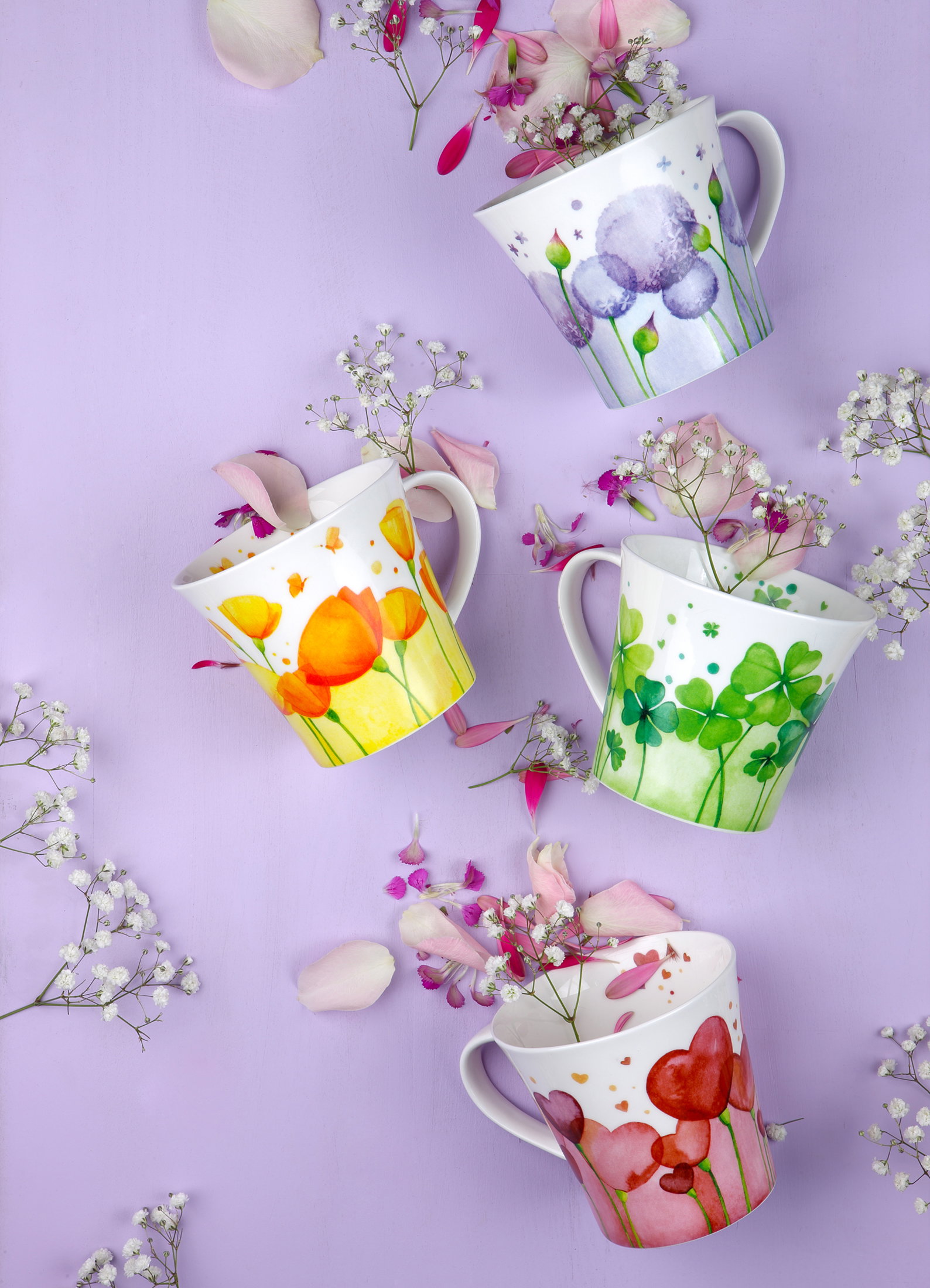 Tasse Sunshine Blumen weiß gelb für 350ml aus PorzellanGoebel