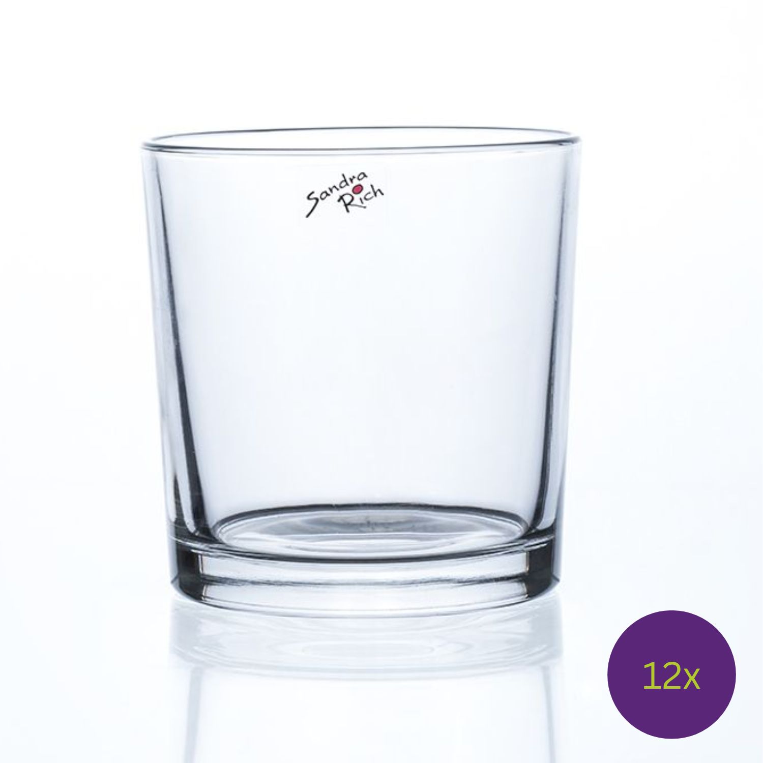 Teelichthalter aus transparentem Glas in Zylinderform 12x