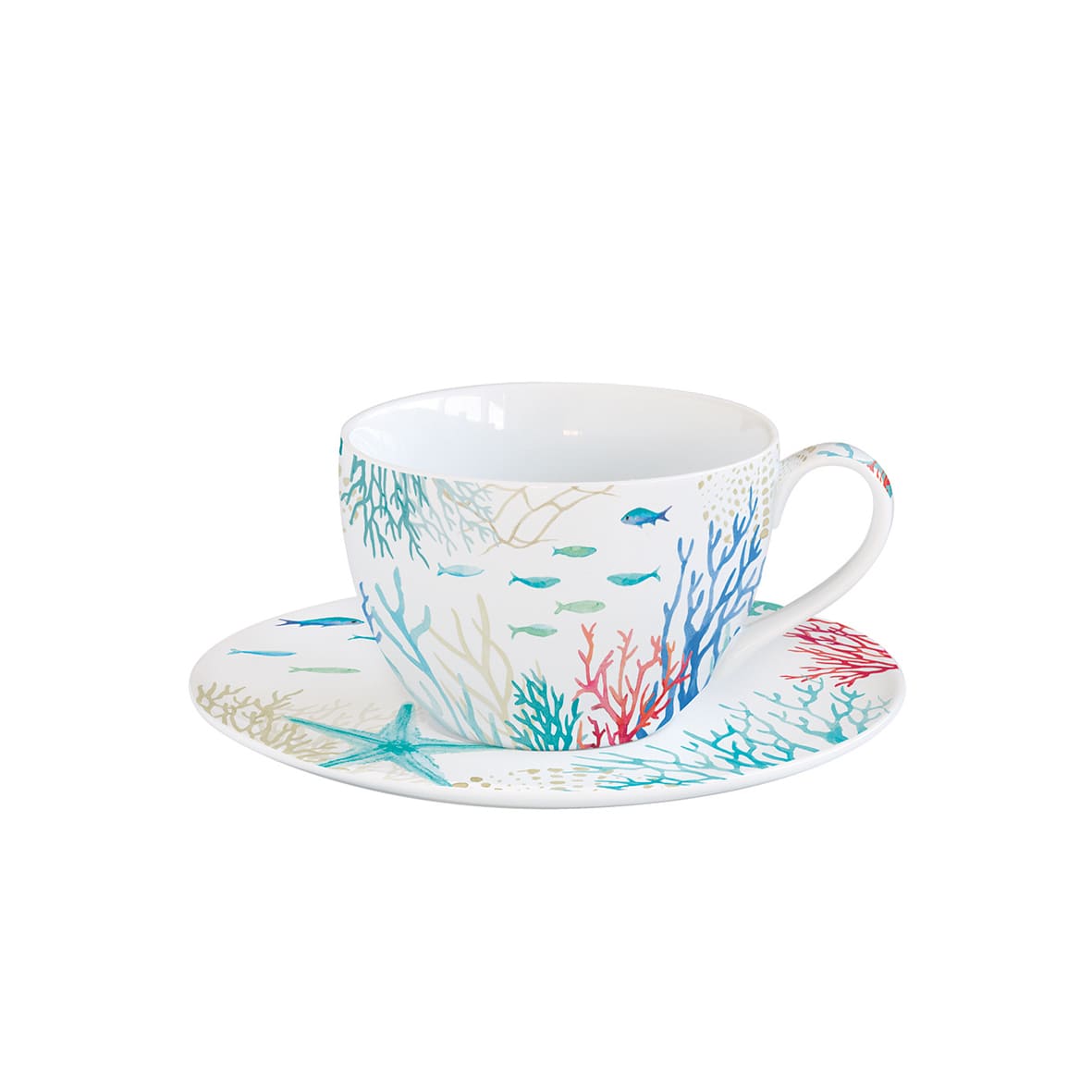 Tasse mit Untertasse Maritim und ER THE SEA 280ml Porzellan EASY LIFE