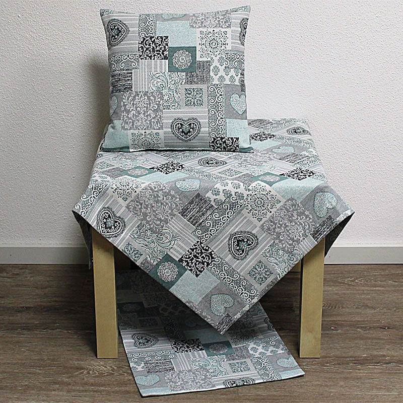 Platzset Tischset Dolly Herzen mint grau weiß 35x50cm Hossner