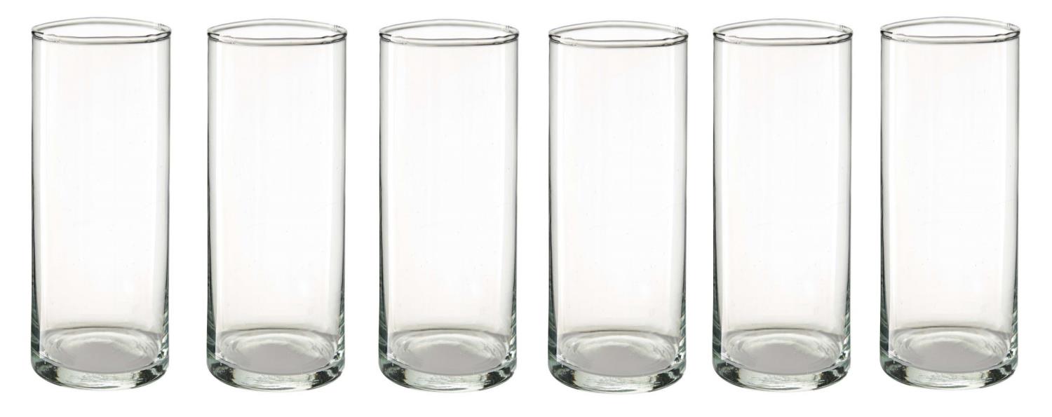 6er Set Dekogläser Vasen ZYLINDER Höhe 30cm,Durchmesser 10cm Glas klar von RUDOLPH KERAMIK