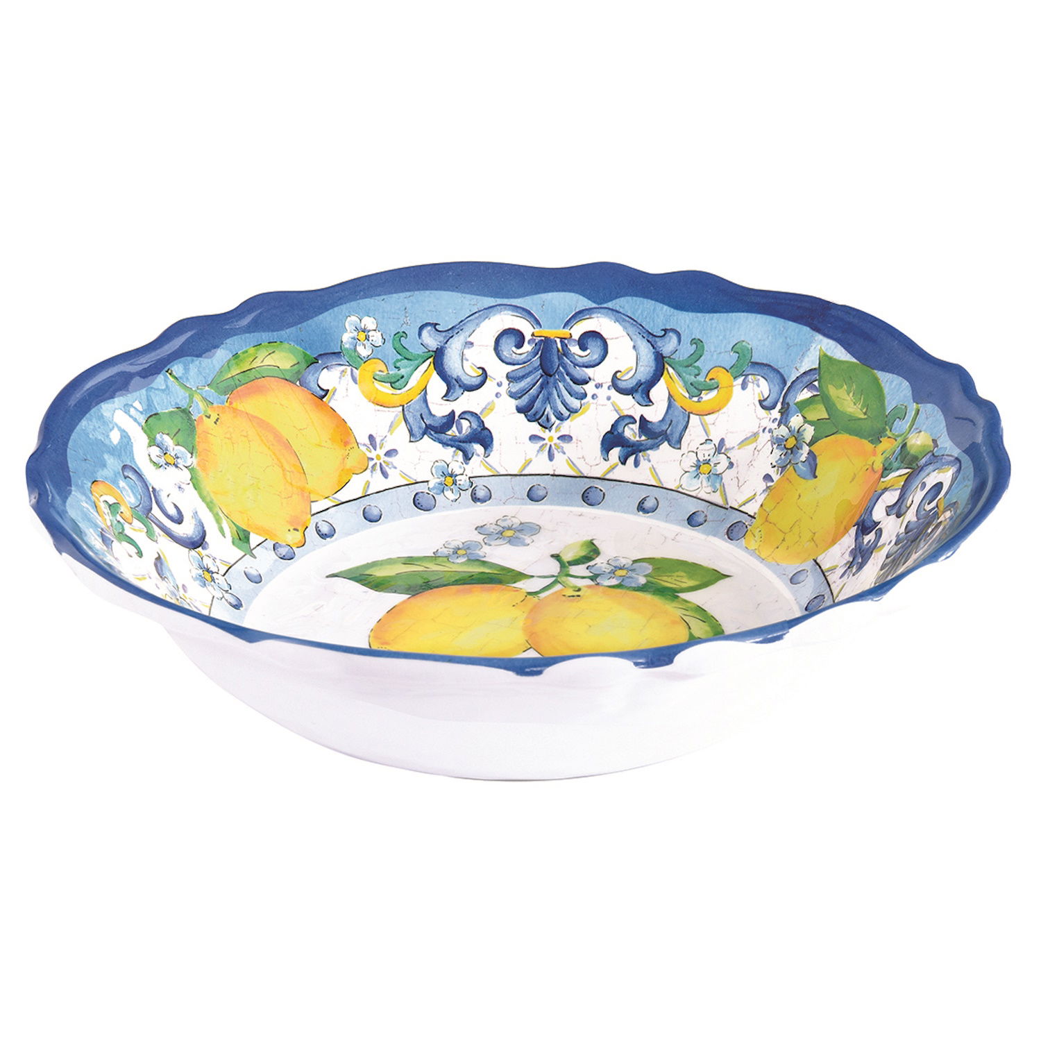 6er Set Suppenteller SORRENTO Zitronen,Durchmesser 19cm weiß blau gelb Melamin von EASY LIFE