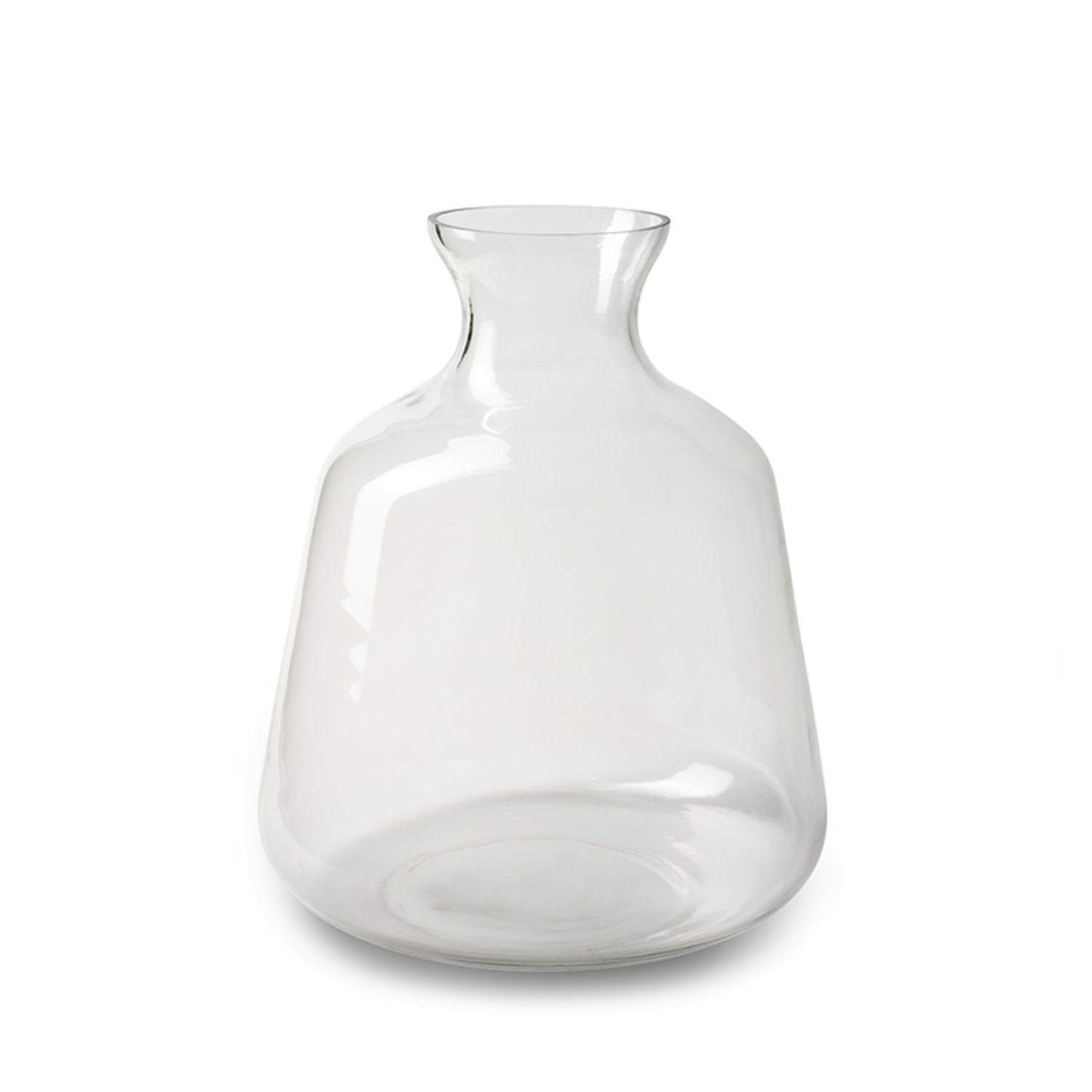 runde Flaschenvase mit schmalem Hals aus transparentem Glas