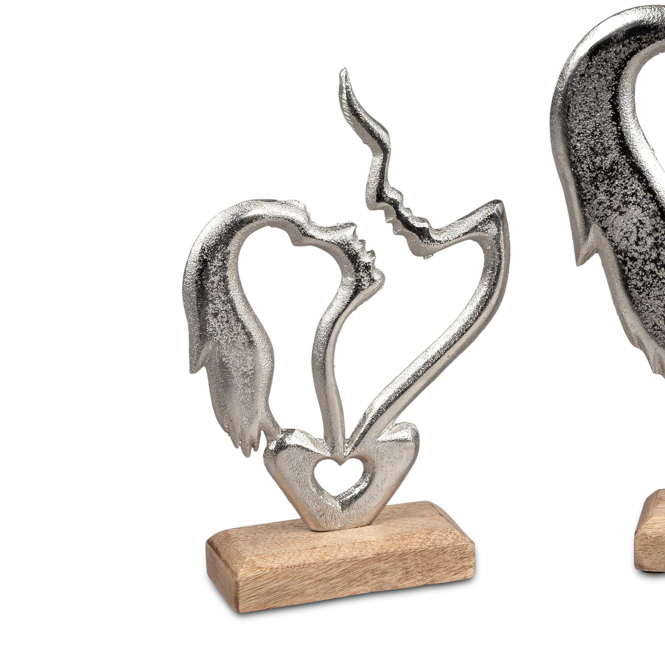 Dekoobjekt Büste küssendes Paar Höhe 22cm silber natur Alu + Mango Holz, von Formano