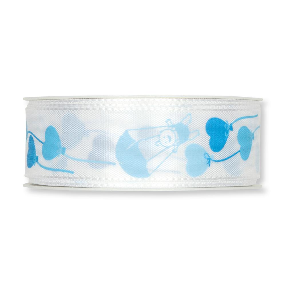 Schleifenband (1m = 0,50EUR) Dekokband BABY, blau, 25mm, 20m Rolle, von HALBACH