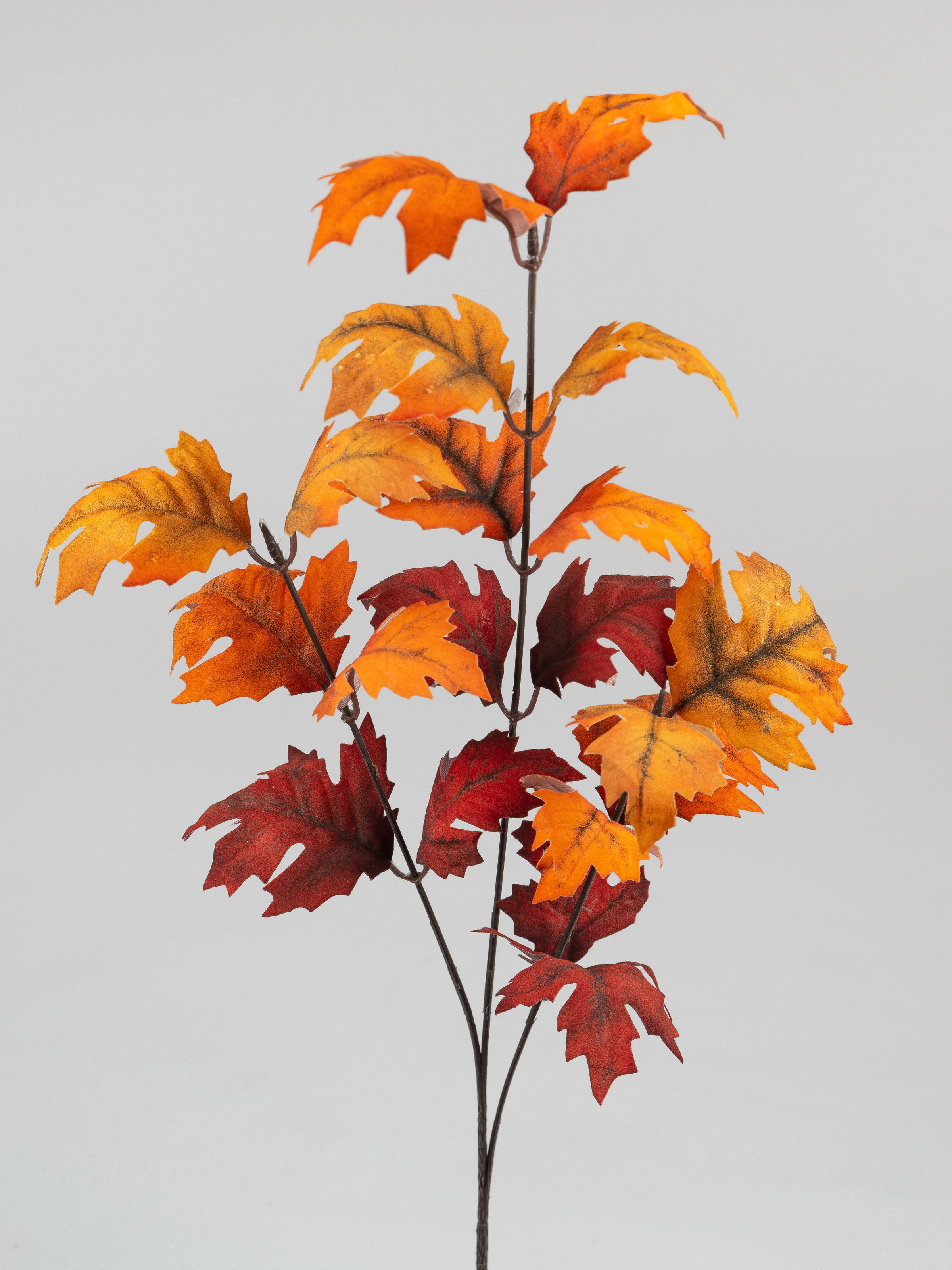 künstlicher Eichenzweig, Herbstlaub Ast L. 76cm orange braun rot Formano H25