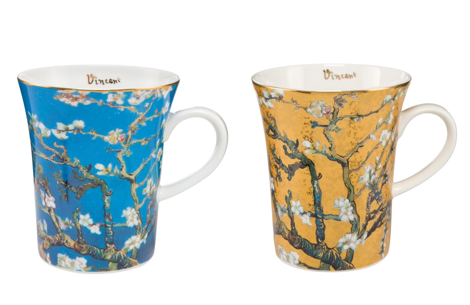 Vincent van Gogh Kaffeebecher Tasse MANDELBAUM BLAU GOLD 400ml von GOEBEL Porzellan