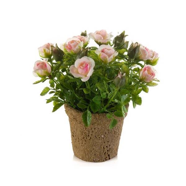 6er Set künstliche Mini Rosen im Topf rosa H. 13cm Topf 7cm Emerald Kunstblumen