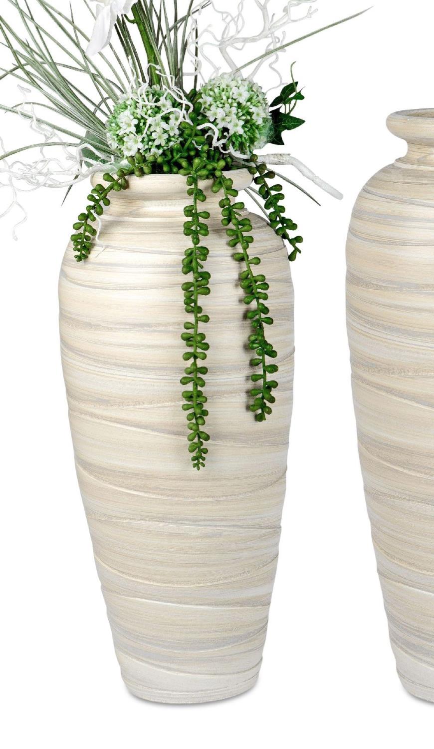 Bodenvase RELIEF 50cm - bauchig, cremefarben, Keramik, Formano