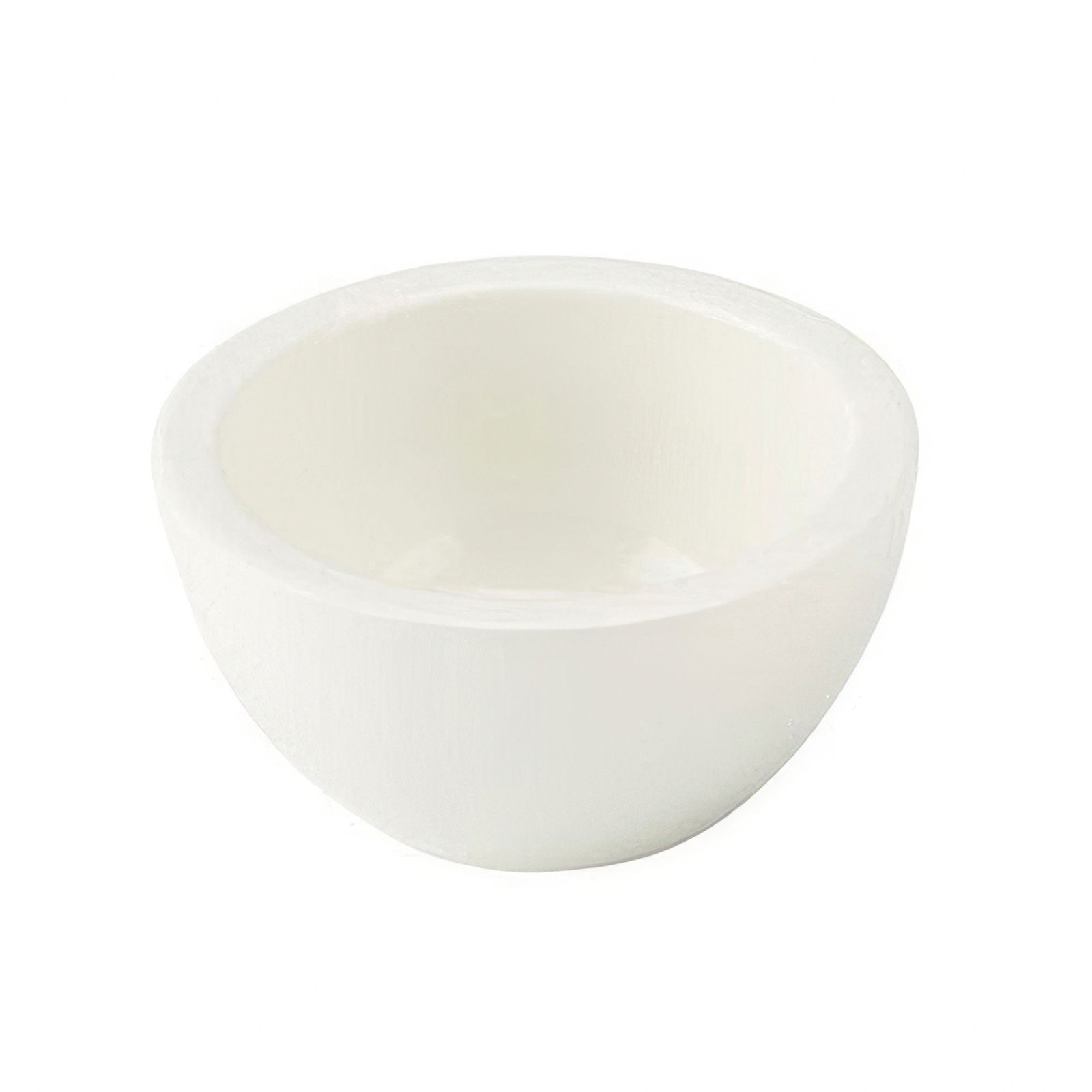 Eine kleine, weiße Schüssel mit runder Form und glatter Oberfläche. Sie ist innen hohl und hat eine matte Außenseite.