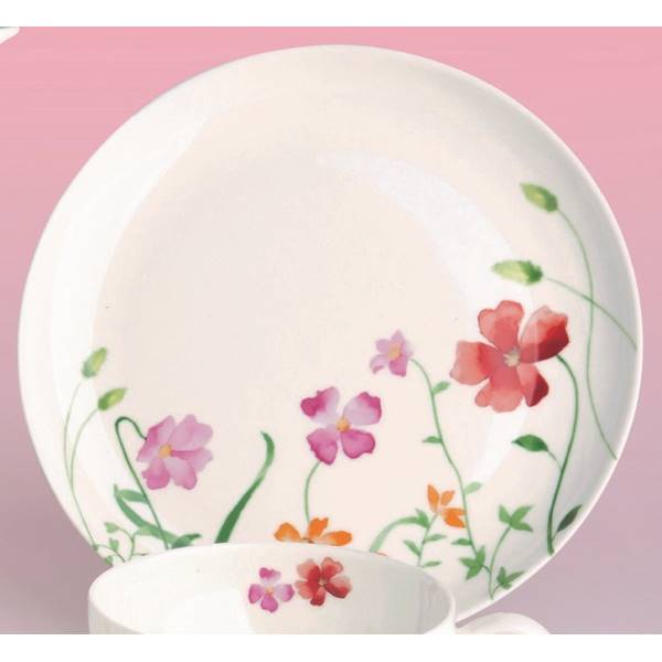 Kuchenteller LOTTA BLUMEN,Durchmesser 19cm weiß bunt Bone China Porzellan von TEALOGIC