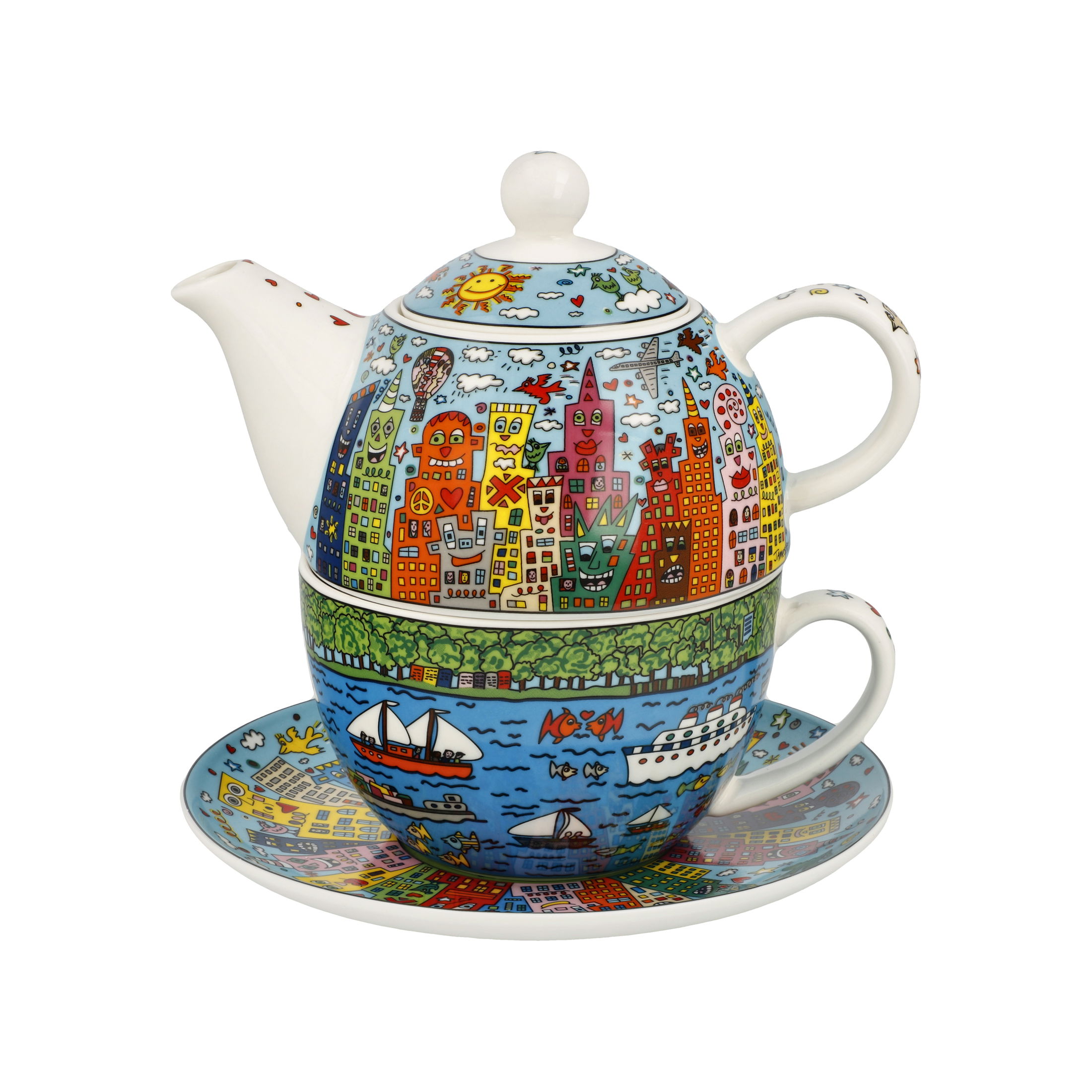  von GOEBEL James Rizzi Tea for one Teekanne und Tasse My New City Day 350ml