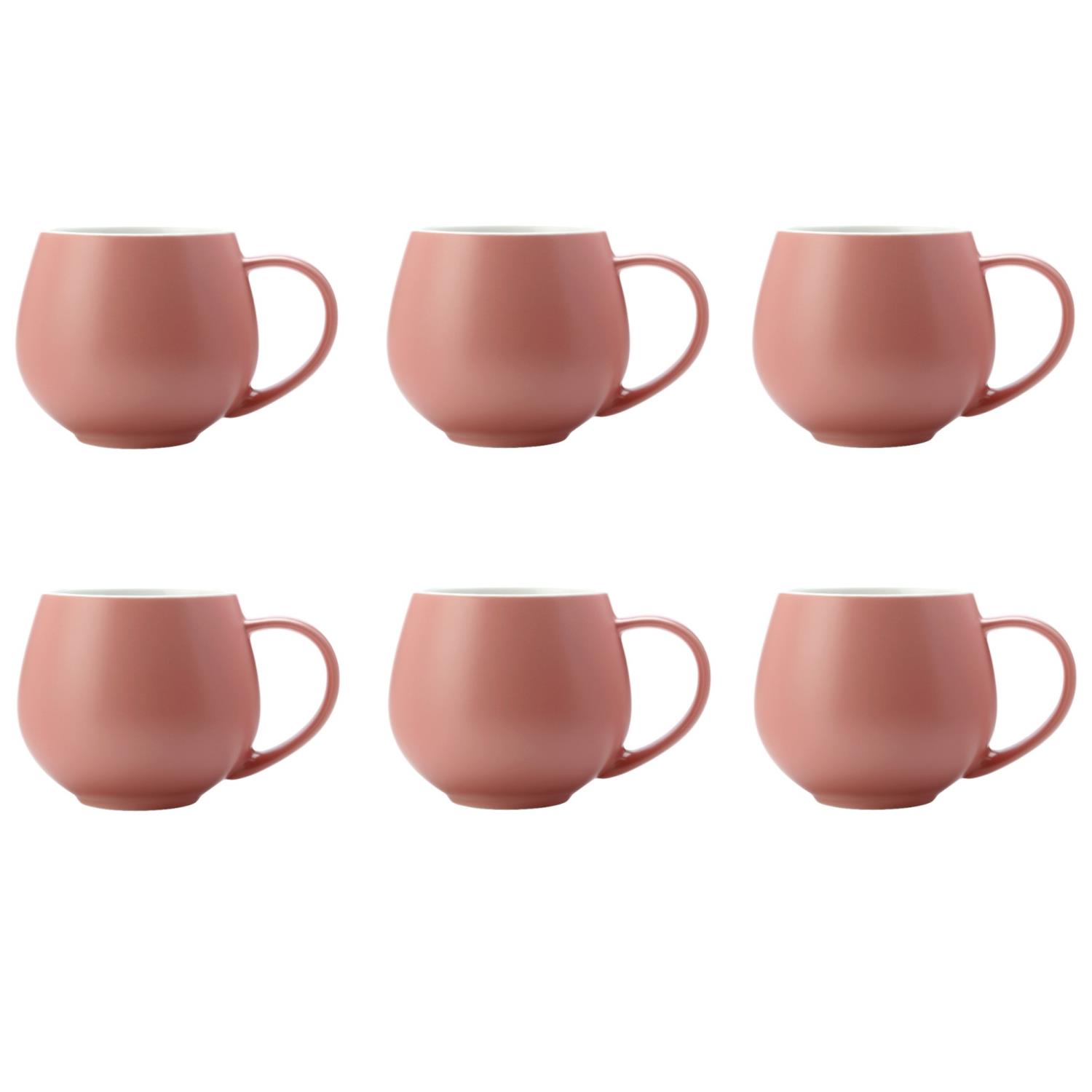 6er Set Becher, Tassen TINT ROUND koralle 450ml Porzellan Maxwell & Williams