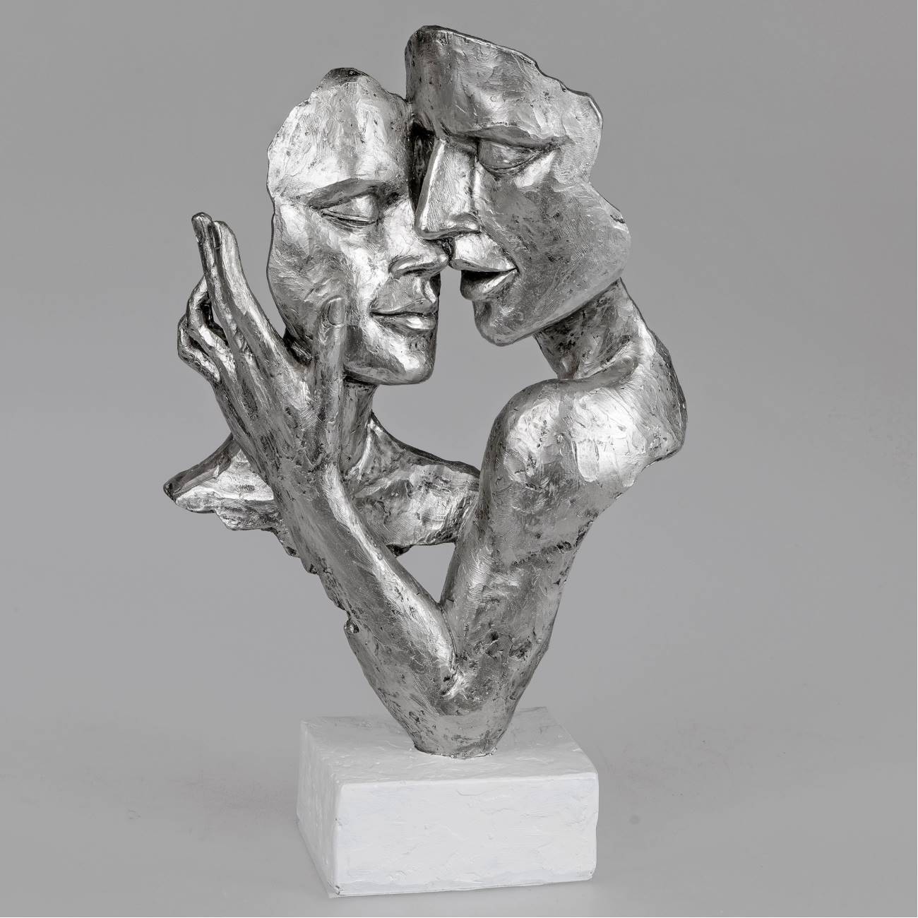 Deko Büste, Skulptur Paar Höhe 32cm weiß silber Kunststein von FORMANO