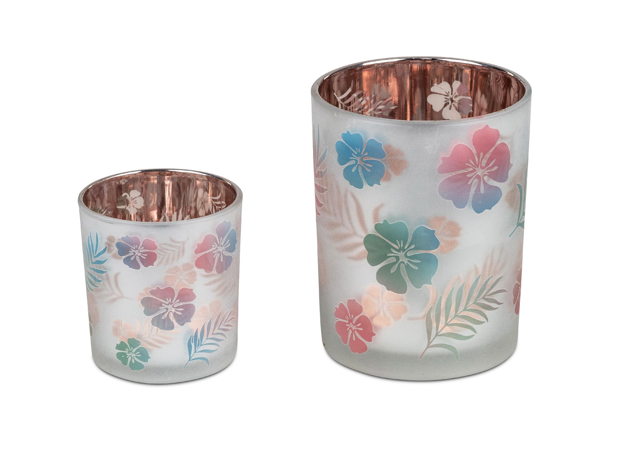 Teelichthalter, Windlicht MULTI FLOWERS Höhe 12,5cm bunt Glas, von Formano