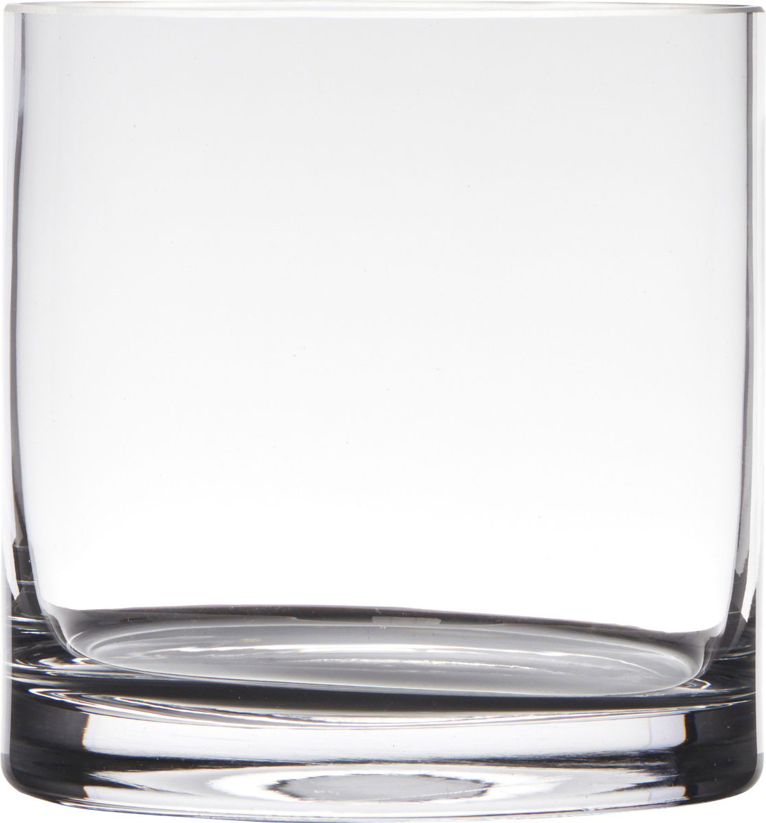 Dekoglas, Vase ZYLINDER Höhe 15,5cm,Durchmesser 14,5cm transparent rund Glas Hakbijl, von HAKBIJLGLA