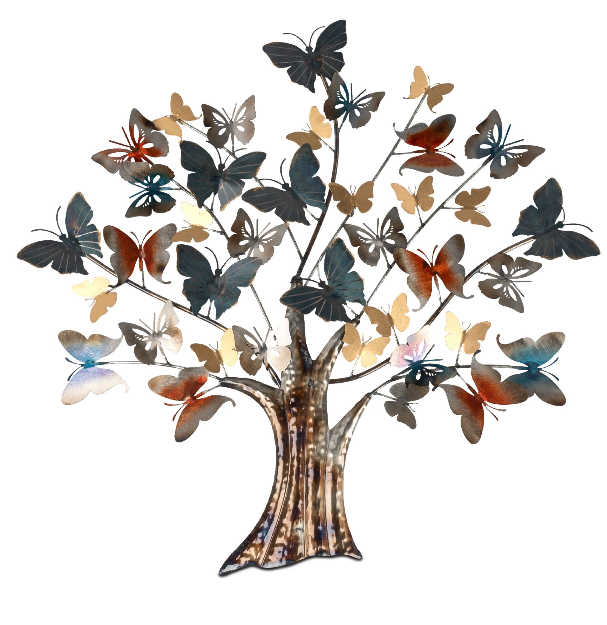 Wanddeko Relief Baum mit Schmetterlingen 72x70cm Metall Formano