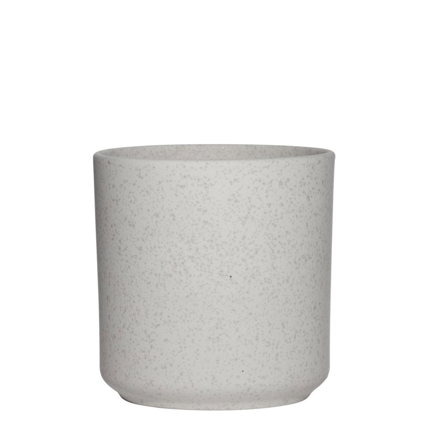 Keramik Blumentopf, Übertopf weiß gesprenkelt H. 15cm D. 15cm Hakbijl WA