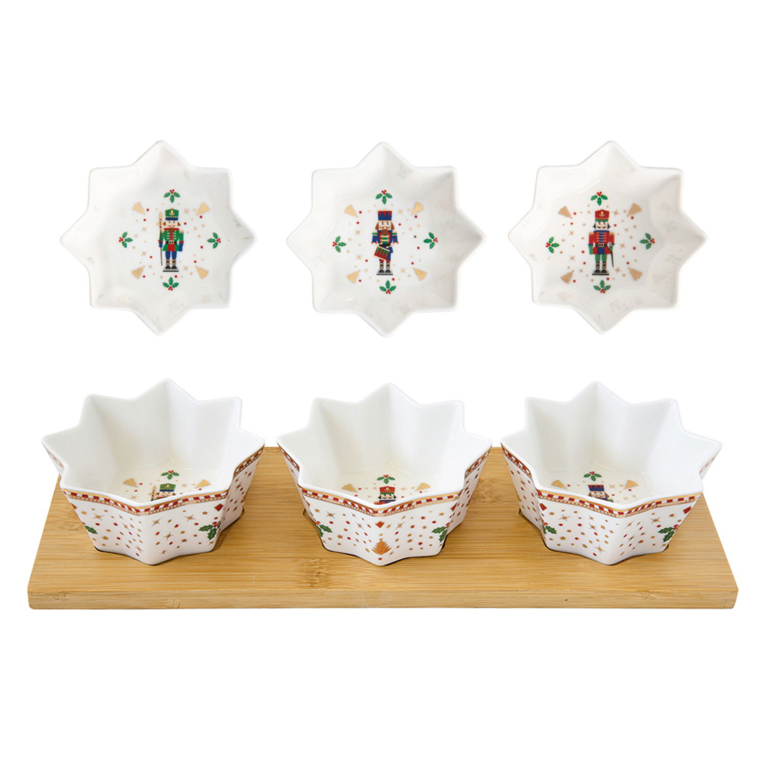 Servierplatte NUTCRACKER Nussknacker mit 3 Schalen 34x12cm in GB von EASY LIFE
