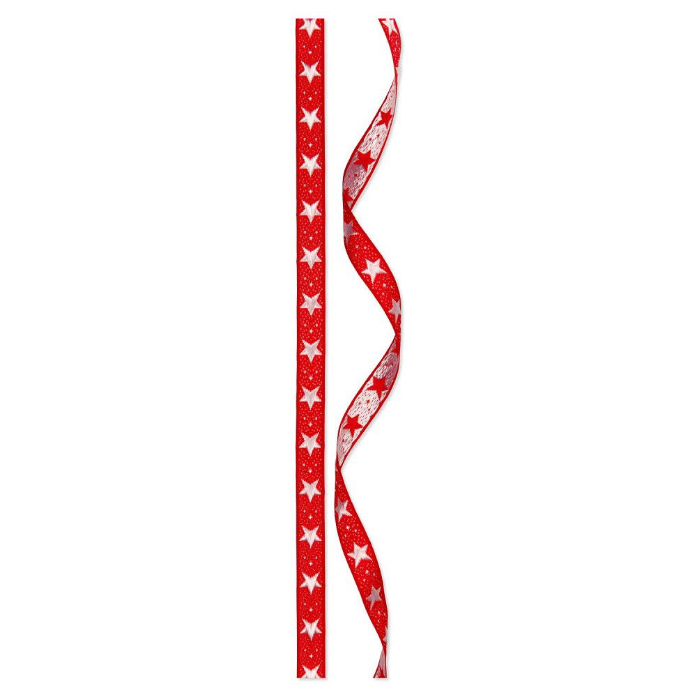 Schleifenband (1m = 0,45EUR) Dekoband STERNE, rot, 15mm, 20m Rolle, von HALBACH