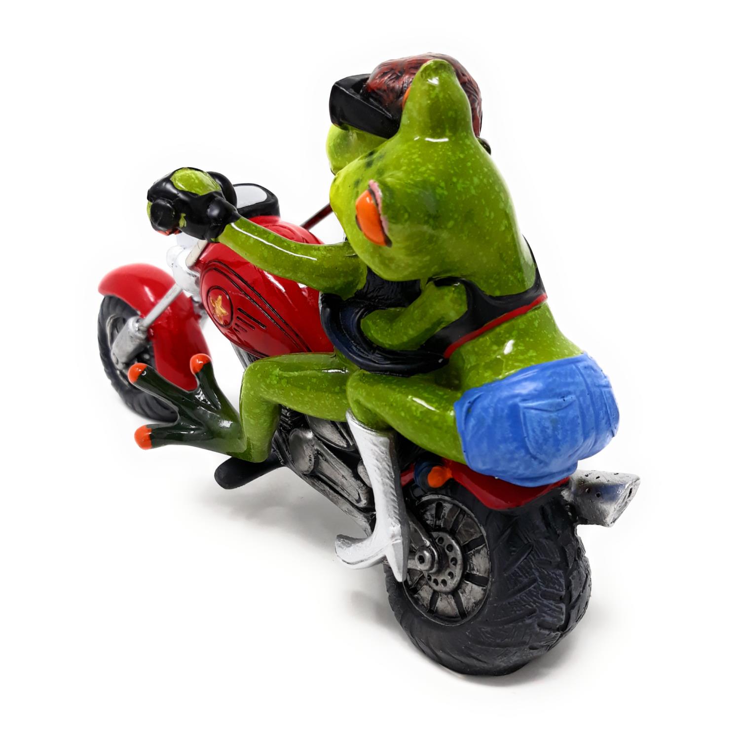 Dekofigur Froschpaar Biker auf rotem Motorrad grün von FORMANO Froschhausen
