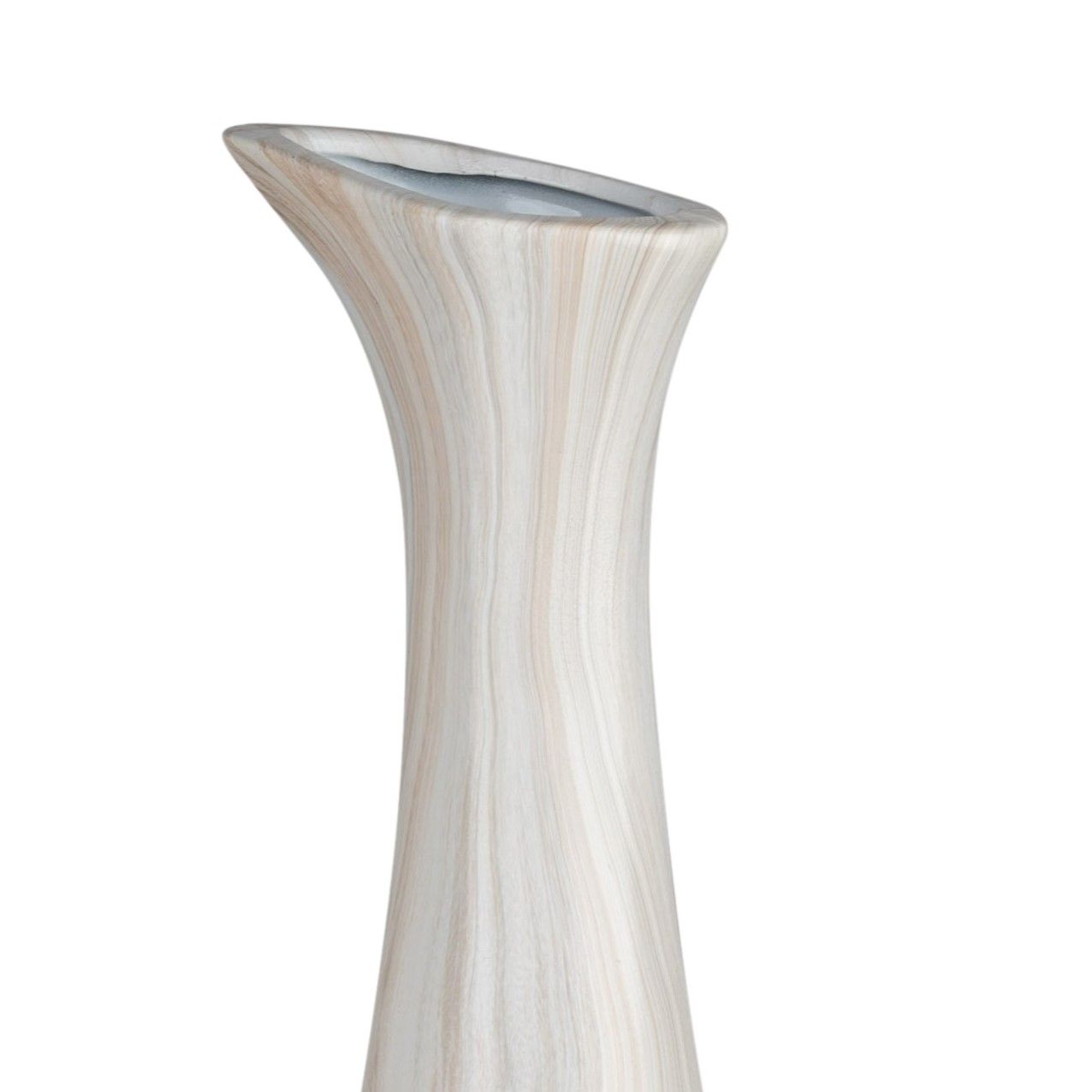 Deko Flaschenvase MARMOR rund Höhe 60cm creme braun Keramik  von FORMANO