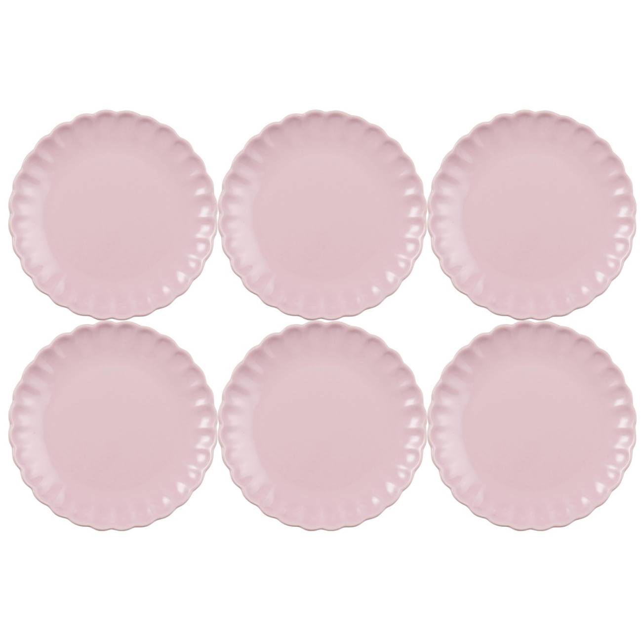 6er SET Kuchenteller, Dessertteller MYNTE English Rose rosa D. 19,5cm Ib Laursen