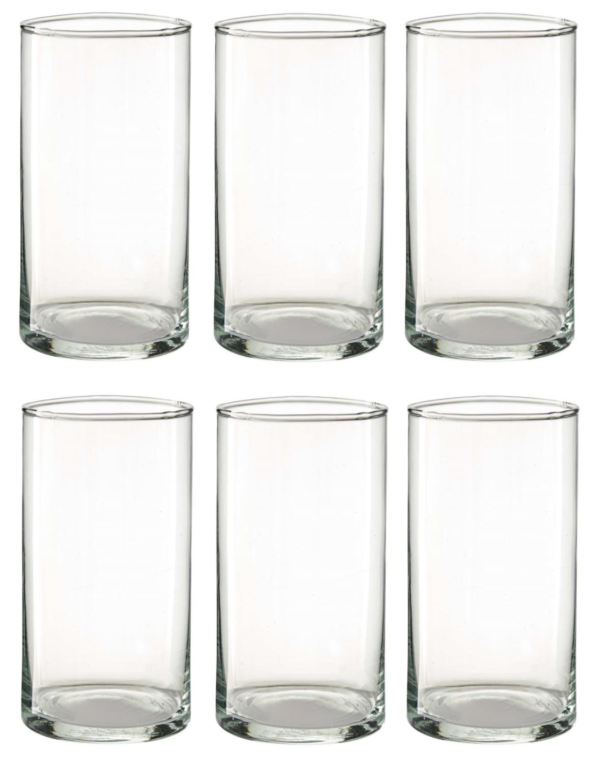 6er Set Dekogläser Vasen ZYLINDER Höhe 20cm,Durchmesser 10cm Glas klar von RUDOLPH KERAMIK