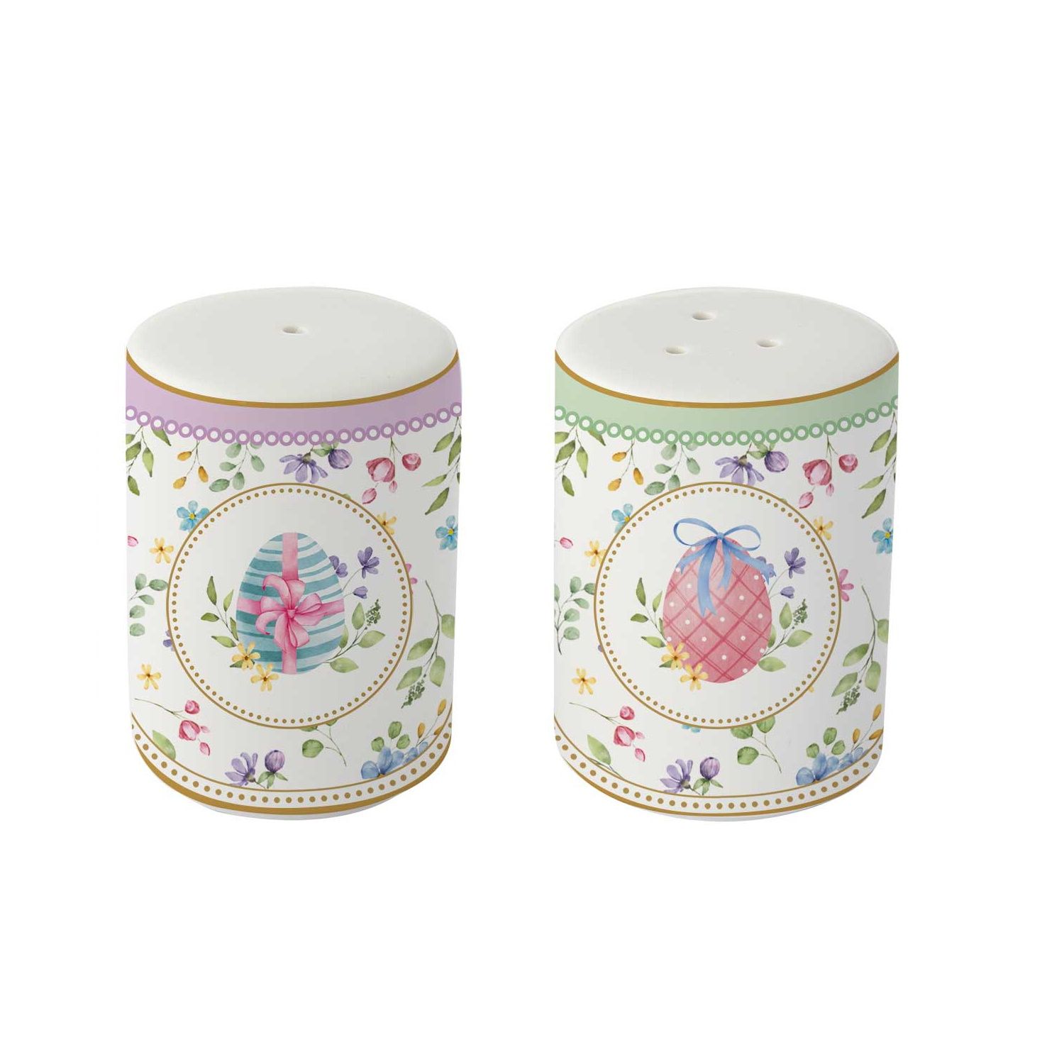 Pfeffer- und Salzstreuer SPRING BLOOM Hasen und Blumen 7cm Porzellan Easy Life