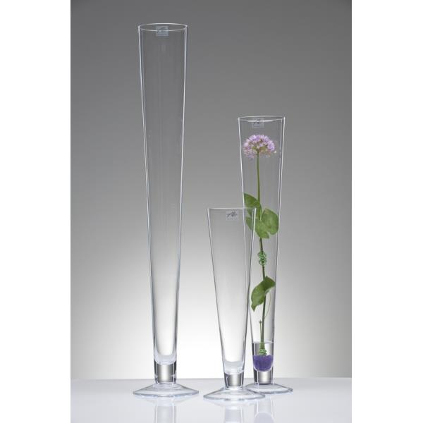Bodenvase CIELO 80cm - mit Fuß, Glas, konisch, Ø11cm, Sandra Rich