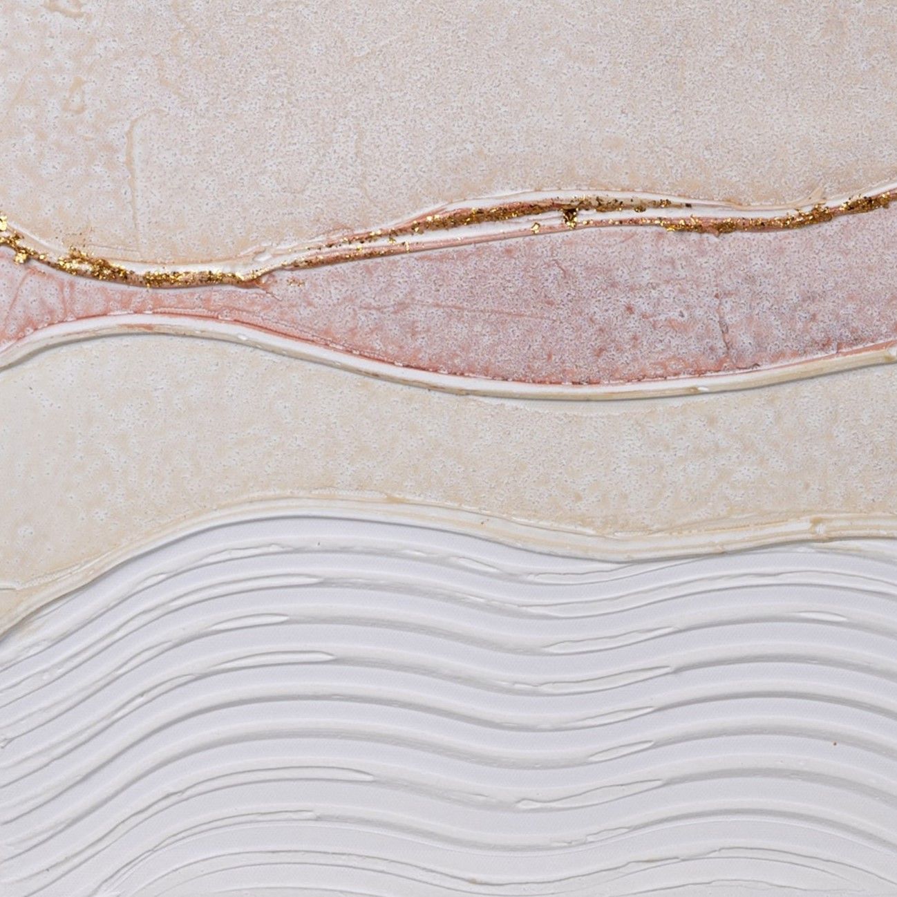 2er Set Wandbilder WELLEN PASTELL auf Leinwand 50x50cm mit gold, von Formano