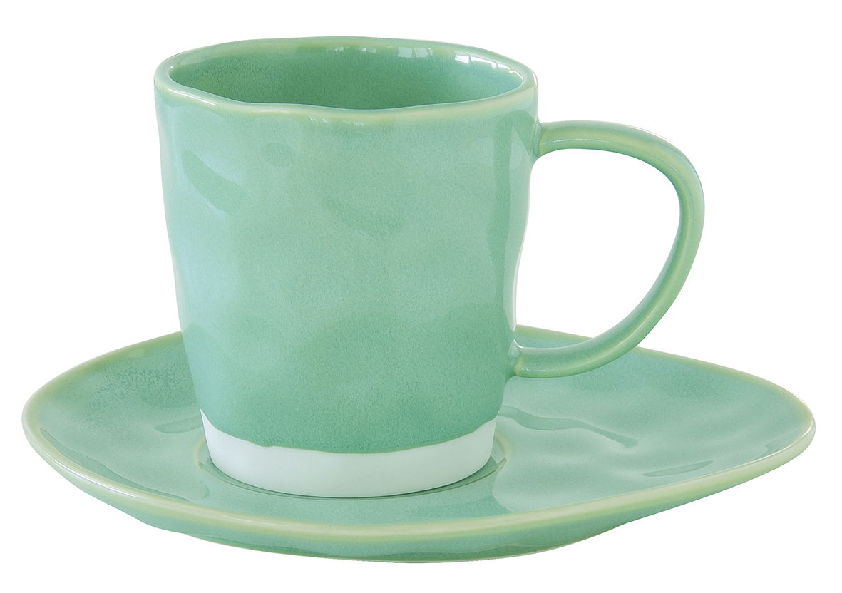 Tasse mit Untertasse INTERIORS aqua grün 250ml aus Porzellan EASY LIFE