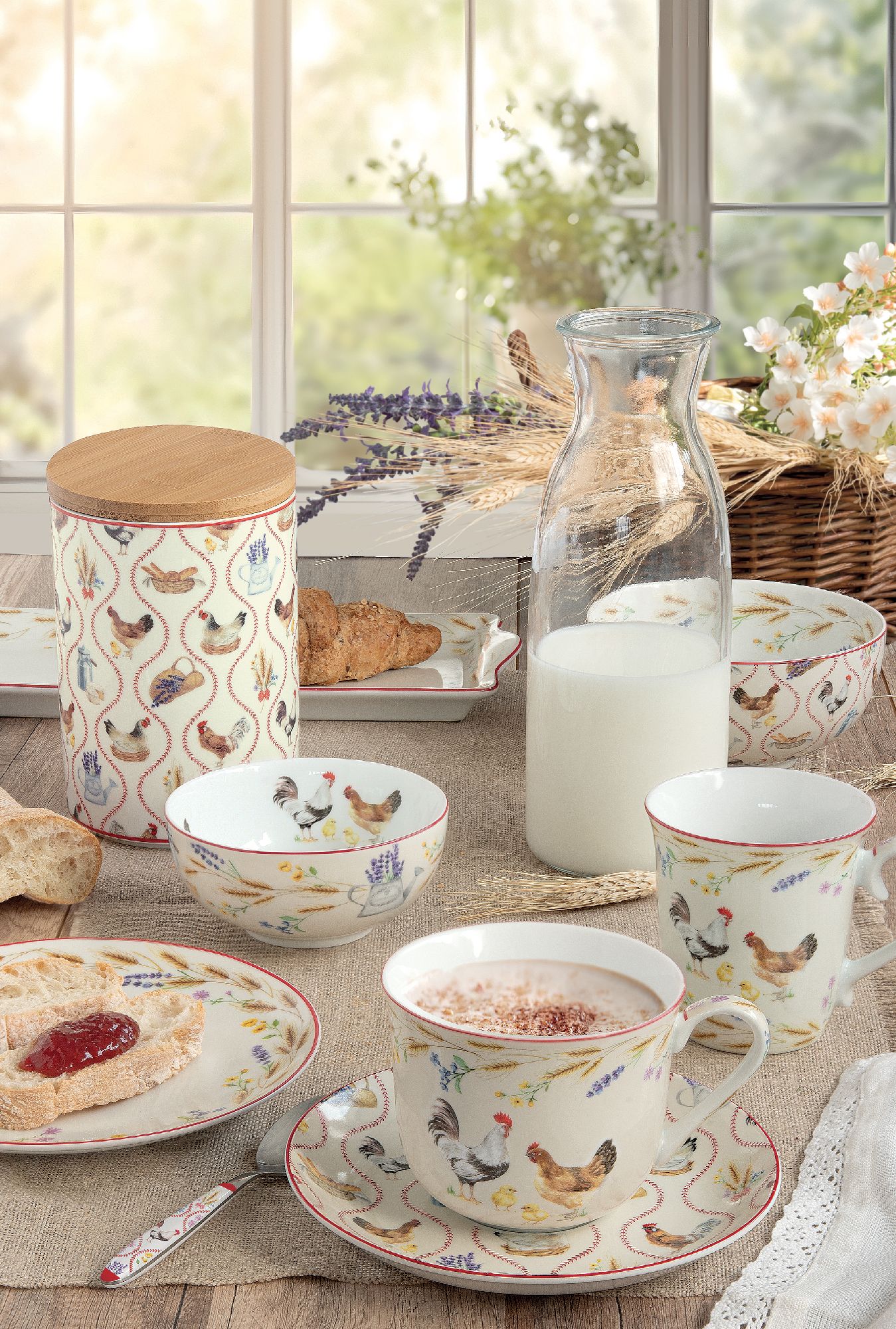 Frühstücksteller COUNTRY LIFE Motiv 1 D. 19cm weiß bunt Porzellan Easy Life