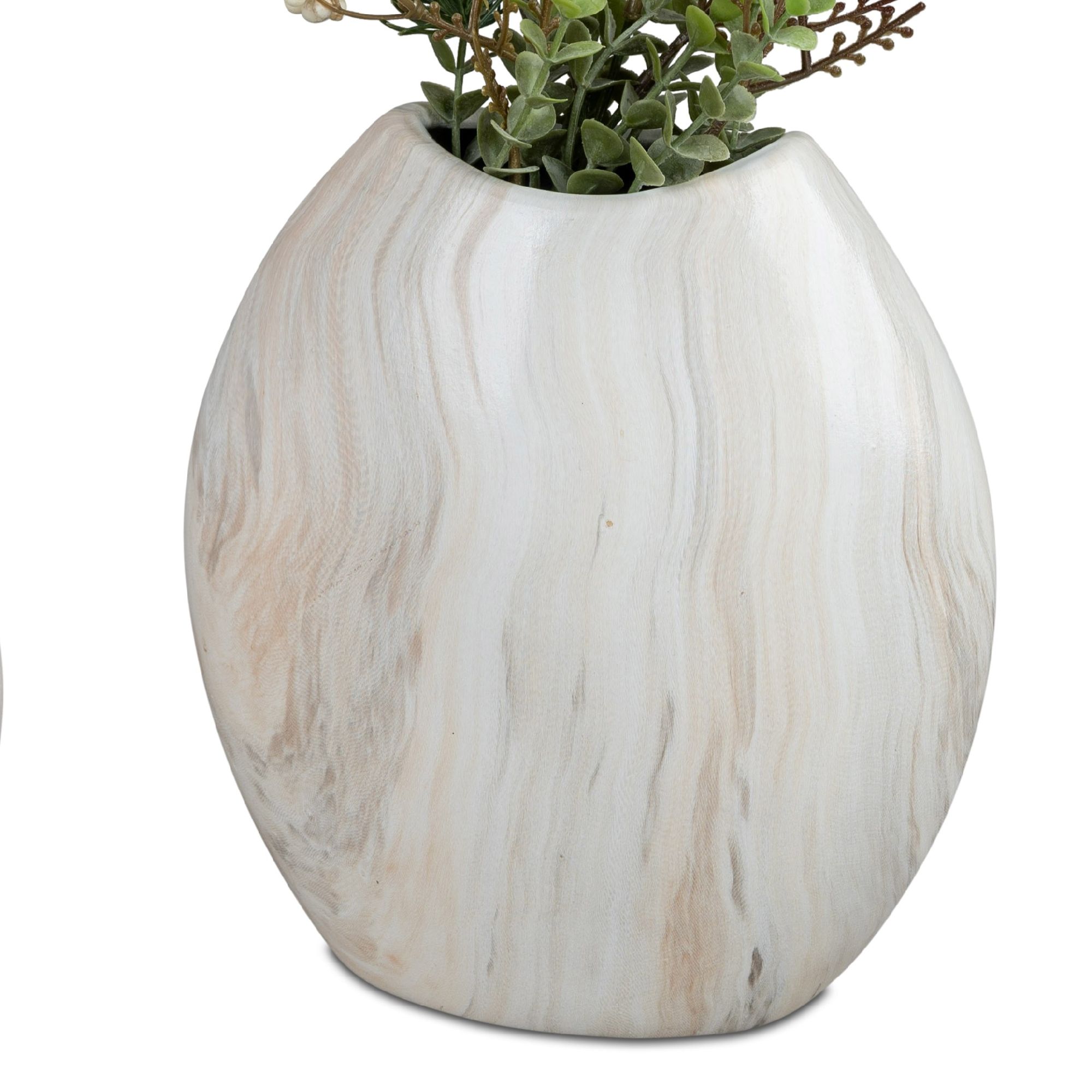 Deko Vase MARMOR oval Höhe 20cm creme braun aus Keramik von FORMANO WA