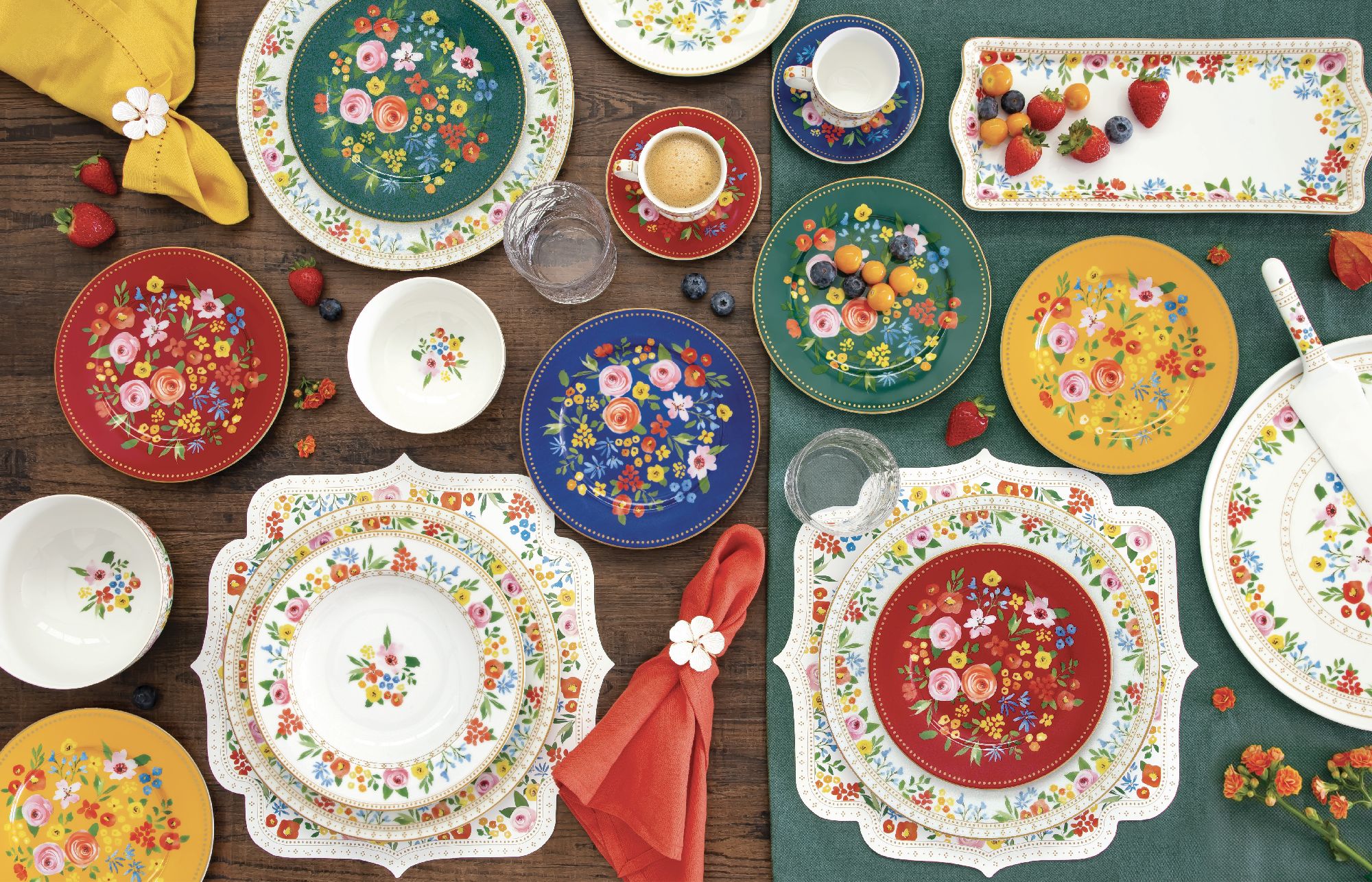 Suppenteller BOHO FLOWERS D. 21,5cm weiß bunt Porzellan Easy Life WA