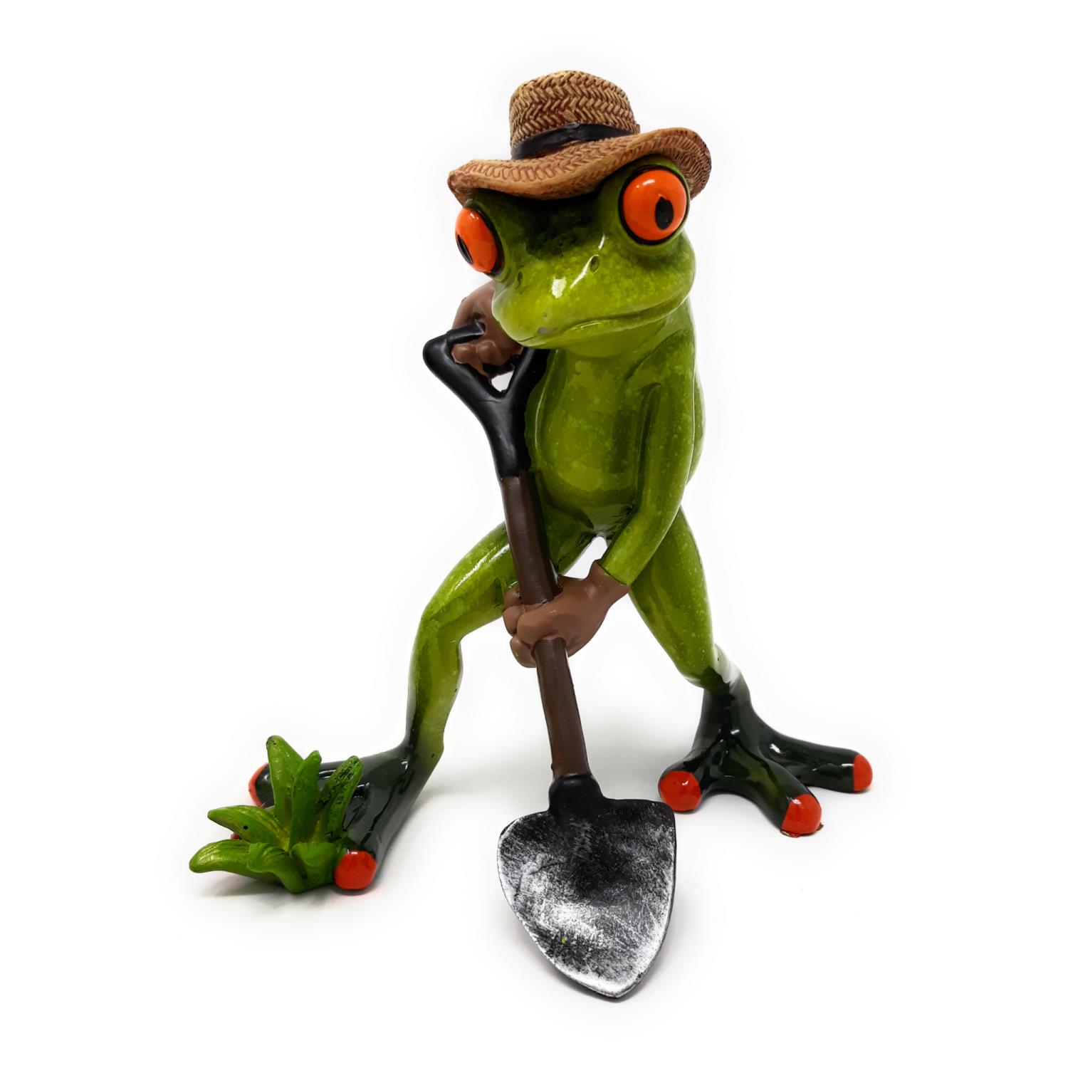 2er Set Dekofiguren Gärtner Frösche, Garten Frosch Höhe 16cm von FORMANO Froschhausen