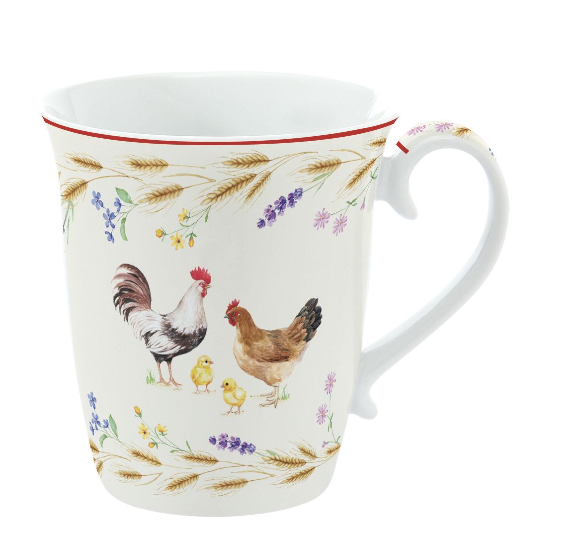 Becher, Tasse COUNTRY LIFE Bauernhof für 275ml weiß bunt Porzellan Easy Life