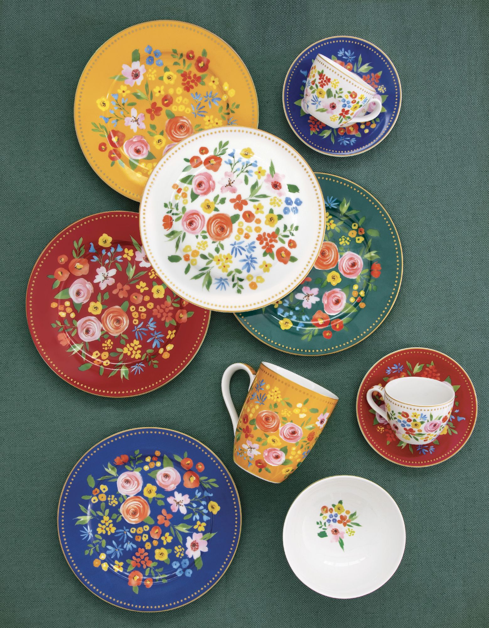 Suppenteller BOHO FLOWERS D. 21,5cm weiß bunt Porzellan Easy Life WA