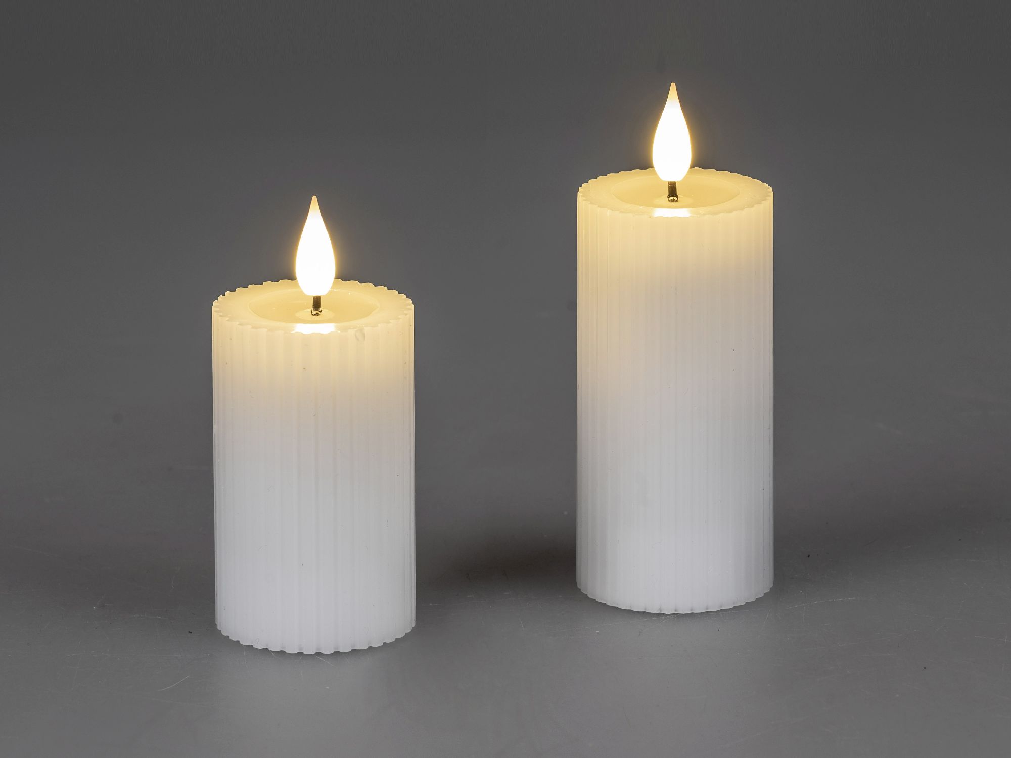 LED Kerze STREIFEN H. 8cm D. 5cm weiß mit Timer Formano