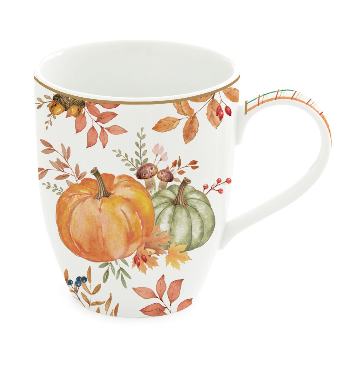 Becher, Tasse HARVEST Herbst Kürbis für 350ml weiß orange Porzellan Easy Life
