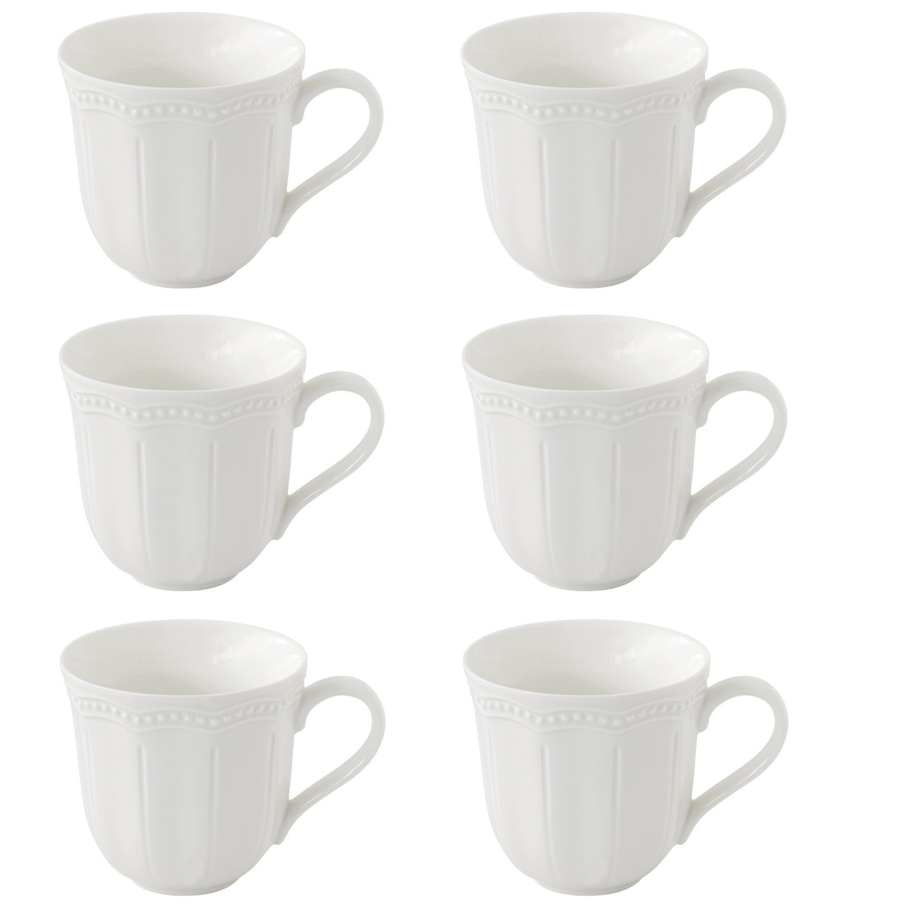 6er Set Becher Tassen ELITE WHITE weiß rund 350ml aus Porzellan Easy Life