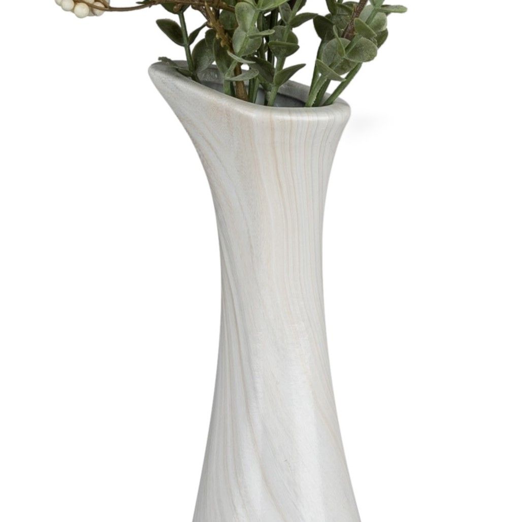 Deko Flaschenvase MARMOR rund Höhe 40cm creme braun Keramik von FORMANO