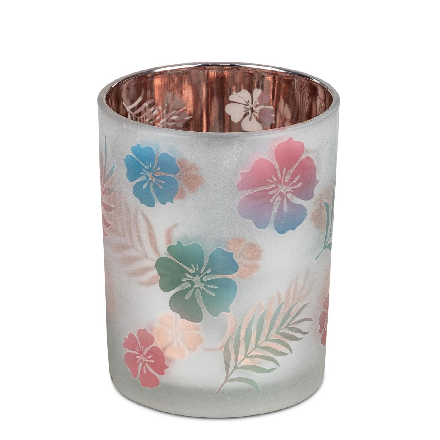 Teelichthalter, Windlicht MULTI FLOWERS Höhe 12,5cm bunt Glas, von Formano