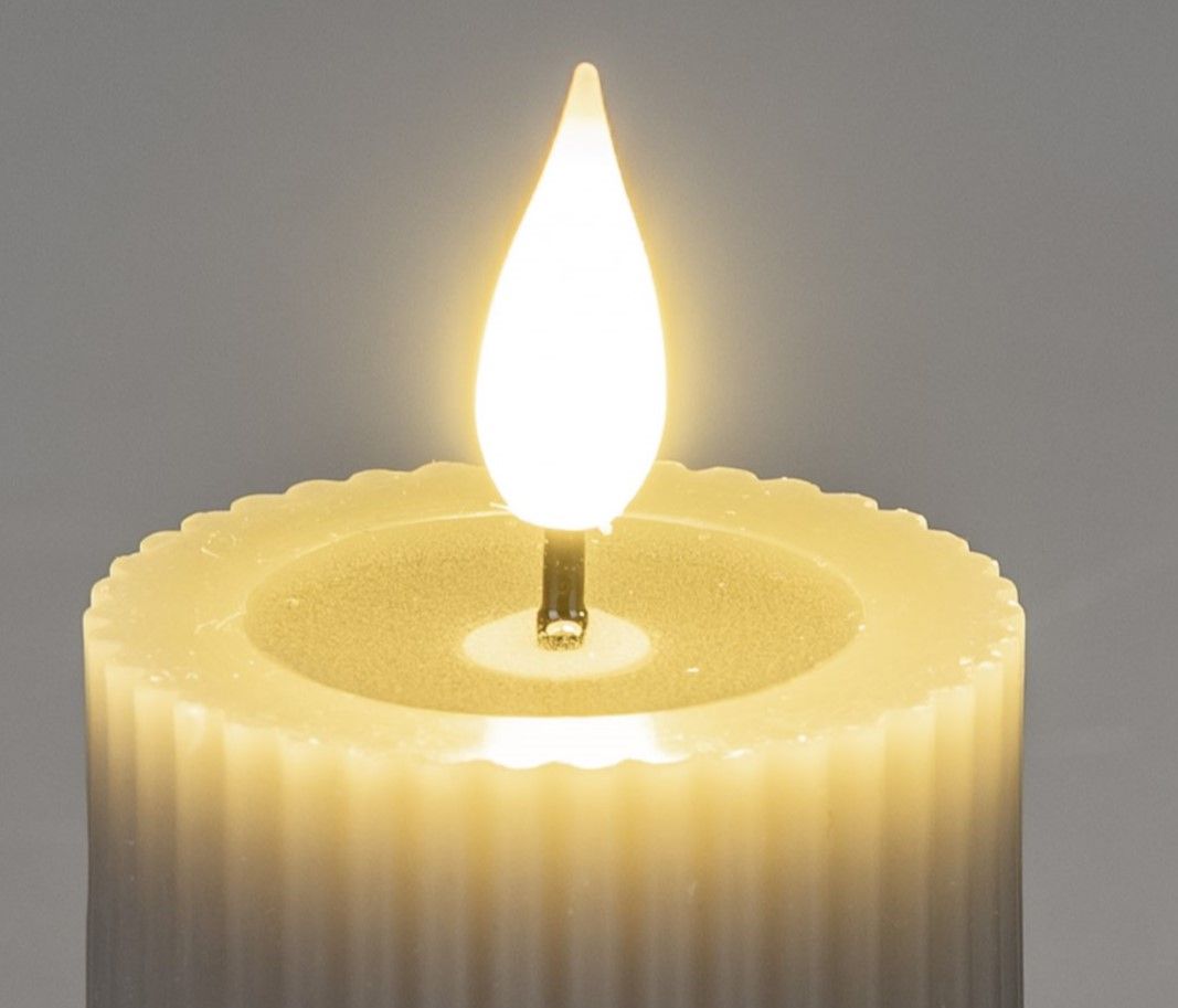 LED Kerze STREIFEN Höhe 8.5cm,Durchmesser 5cm grau mit Timer von FORMANO