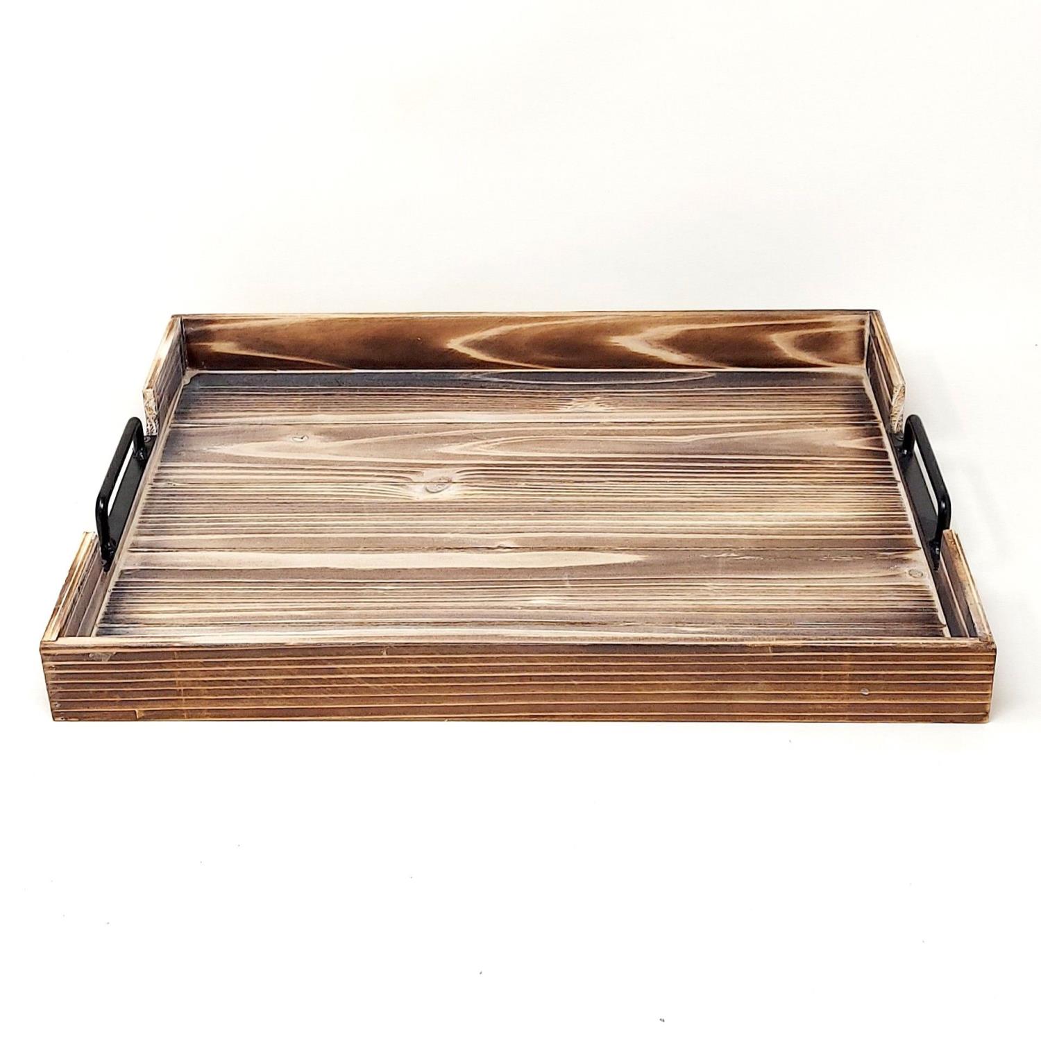 Dekotablett ANTIK rechteckig 40x30cm braun aus Holz Formano WA