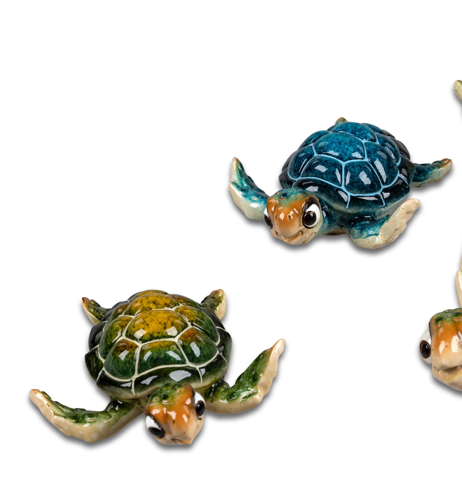 2er Set maritime Dekofiguren Schildkröten Harry 10cm blau + grün Formano