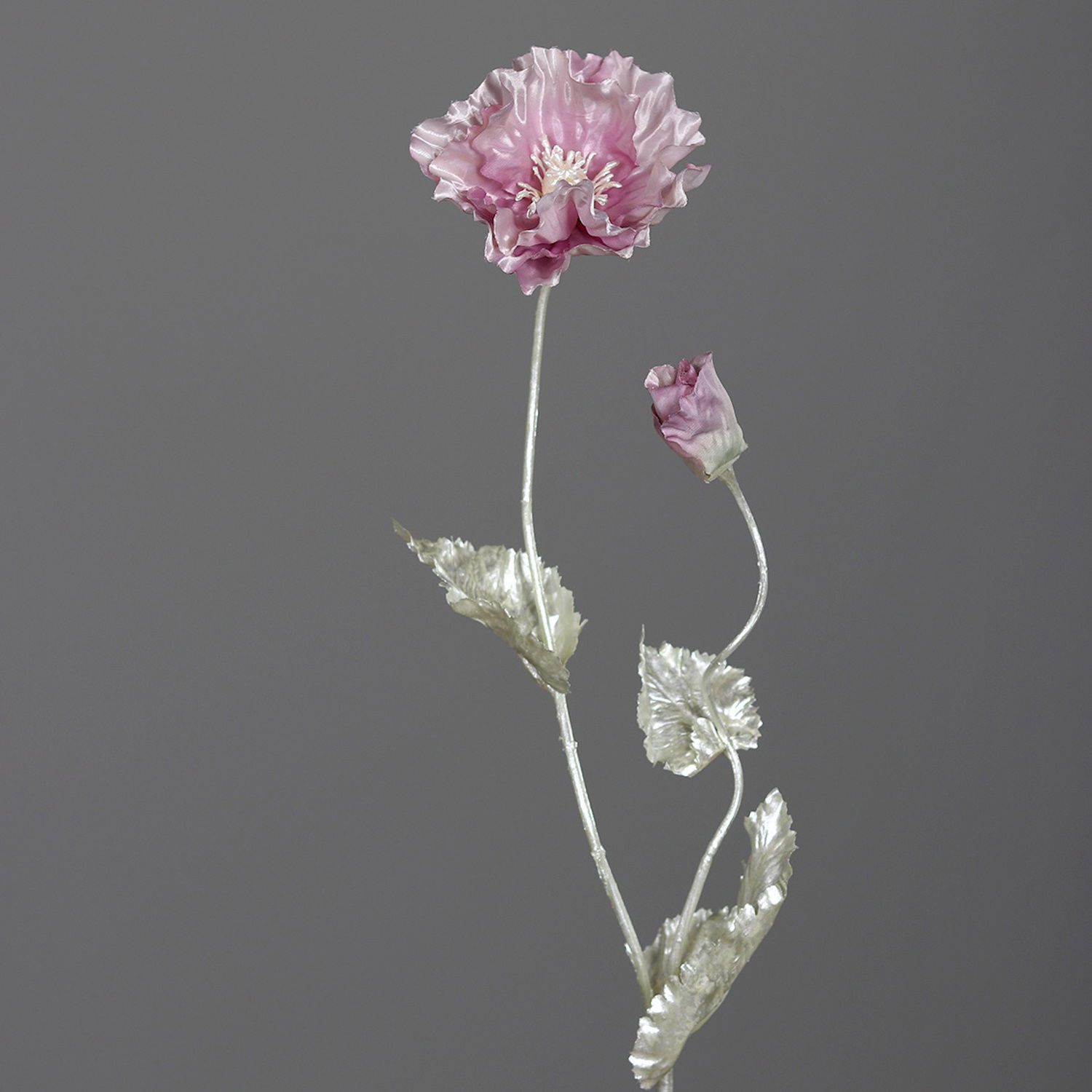 künstliche Mohnblume perlmutt purple Höhe 60cm rosa silber von DPI Kunstblumen