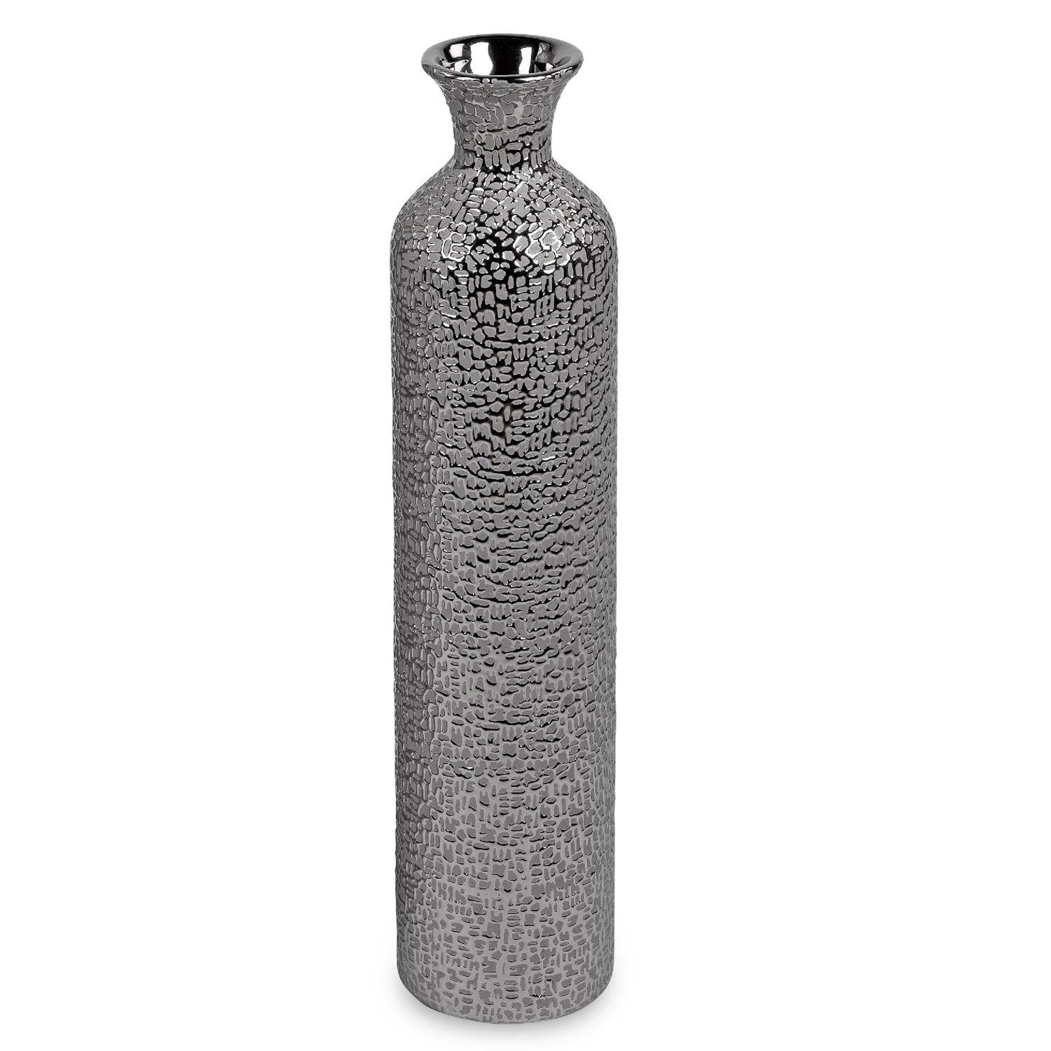 Bodenvase, Flaschenvase HELSINKI Höhe 52cm silber grau Keramik  von FORMANO