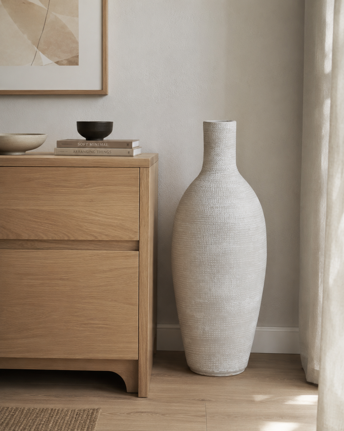 Bodenvase TOKIO 80cm - Flaschenform, creme grau, Keramik, Ø23cm CreaFlor Home | 80cm