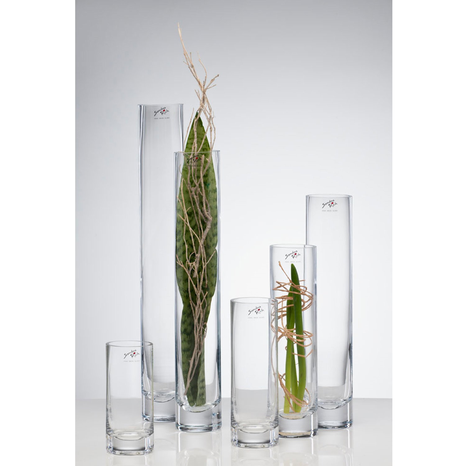Glasvase, Blumenvase SOLIFLEUR H. 30cm D. 6cm rund transparent Sandra Rich